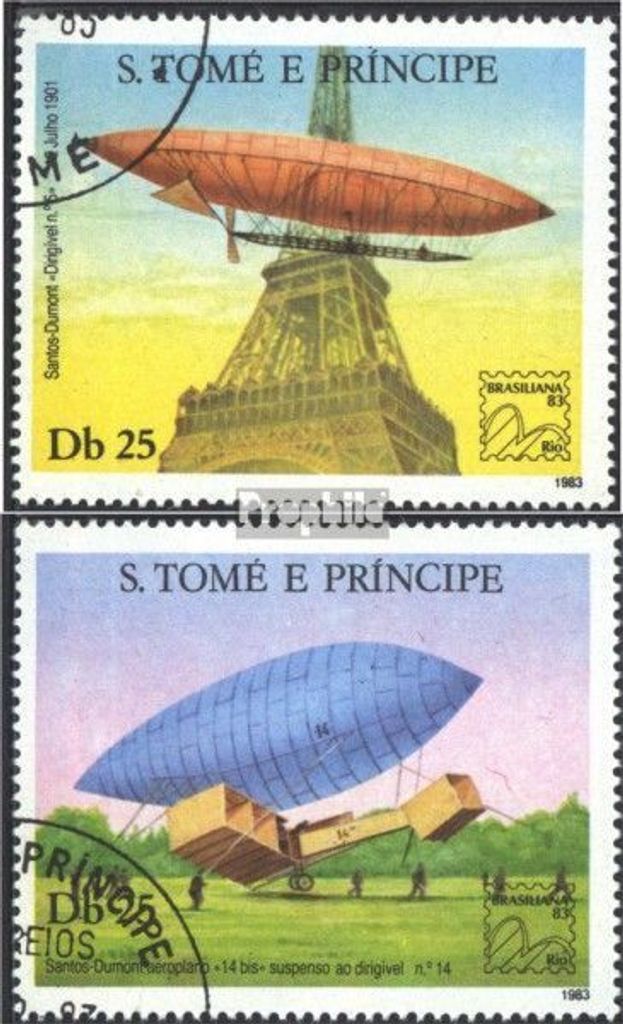 Briefmarken Sao Tome e Principe 1983 Mi 827A-828A (kompl.Ausg.) gestempelt 200 Jahre Luftfahrt