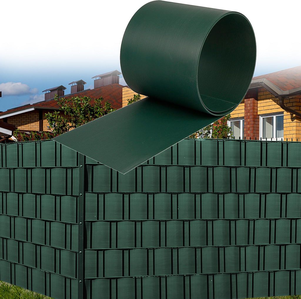 XINZI 10x Premium Hart-PVC Sichtschutzstreifen für Doppelstabmatten, Sichtschutz für den Zaun, Balkon gartenzaun sehr stabil, 2,5m x 19cm (Grün)