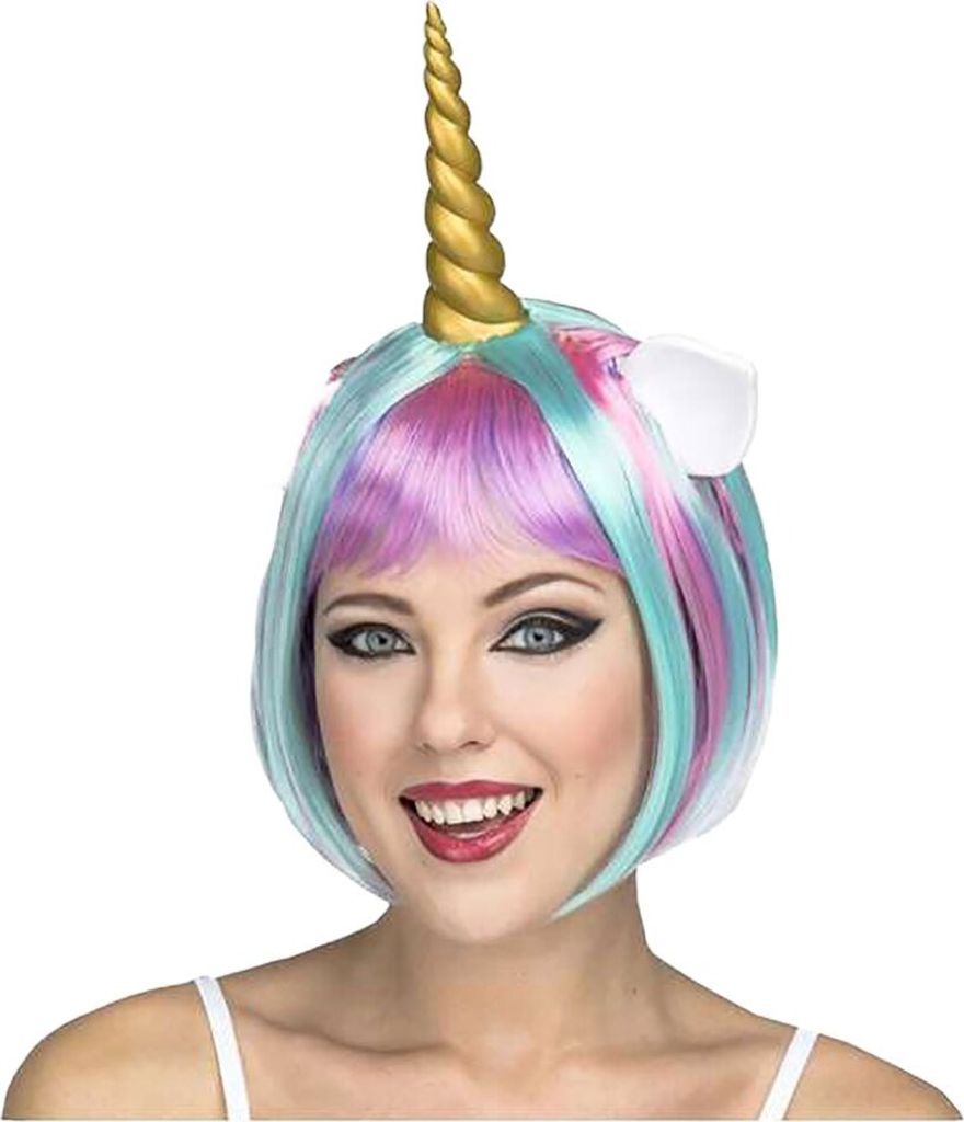 Mom Kurze Einhorn-perücke Rosa Rosa One Size