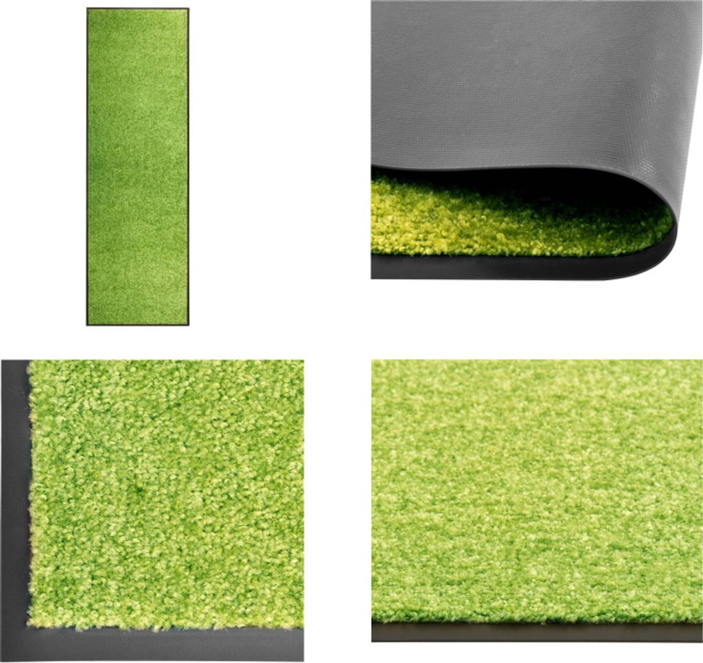 vidaXL Fußmatte Waschbar Grün 60x180 cm - Fußmatte - Fußmatten - Fußabtreter Waschbar - Sauberlaufmatte