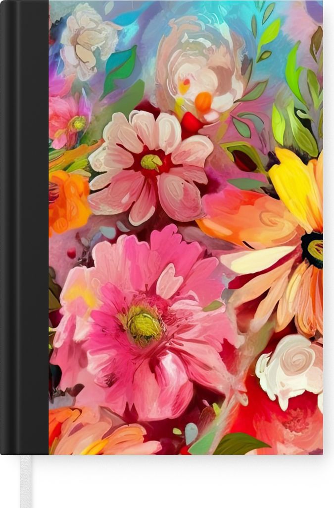 MuchoWow Notizbuch Tagebuch Haushaltsbuch Notebook A5 Blumen - Kunst - Malerei - Botanisch - Notizblock - Notizheft - Notebook - Schreibblock - P...