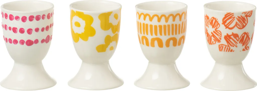 Set 4 Coquetiers Céramique Multicolore J-Line - Finition Artisanale
