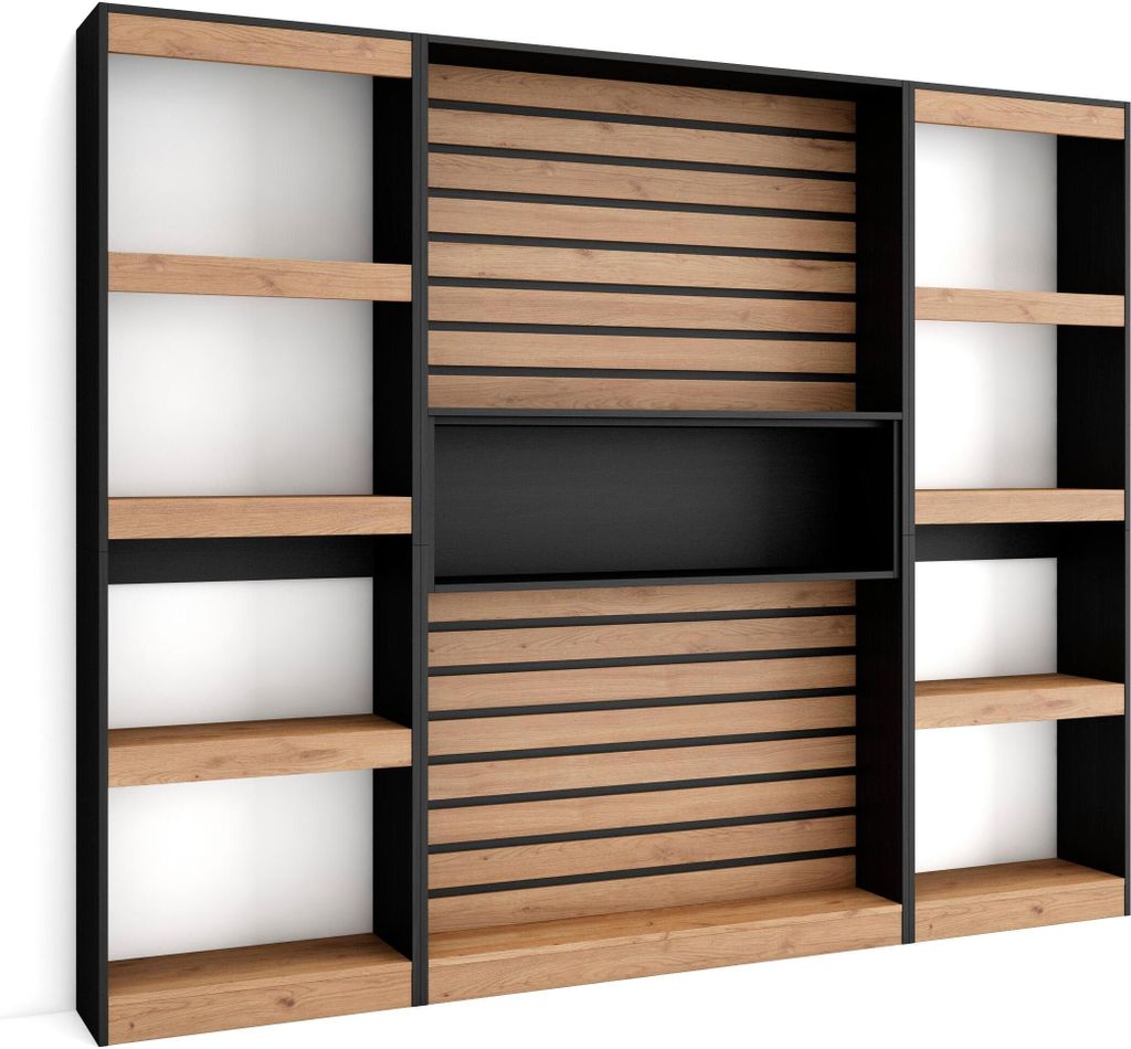 Bücherregal Bibliothek, 230x25x186cm, Wohnzimmer, Produktbild 