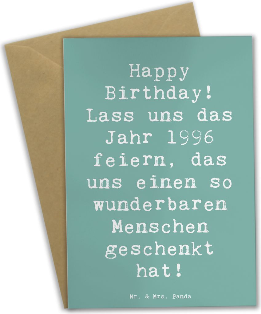 Mr. & Mrs. Panda Klappkarte Spruch 1996 Geburtstag - Meeresbrise - Geschenk, Personalisierte Geschenke, hochzeitskarten, neujahrskarte, weihnachtsk...