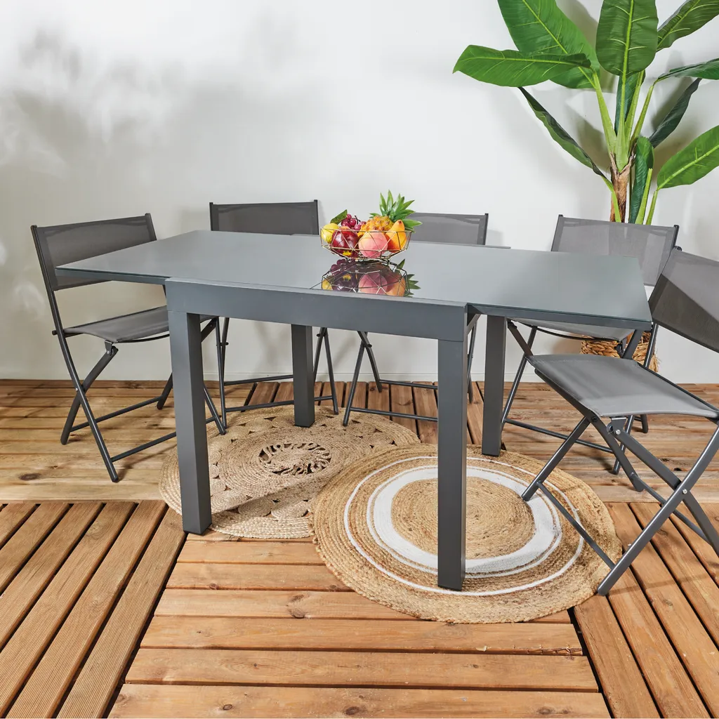 Table Extensible de Balcon ou Jardin Haria 2 à 6 Couverts Modulable