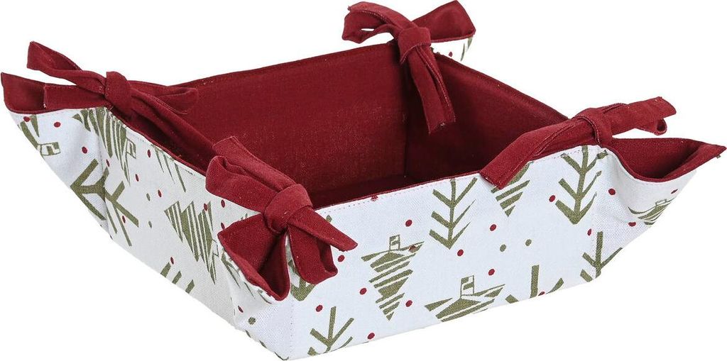 Dekorativer Korb Home ESPRIT Weiß Rot grün Beige Baum Weihnachten 30 x 30 x 8 cm