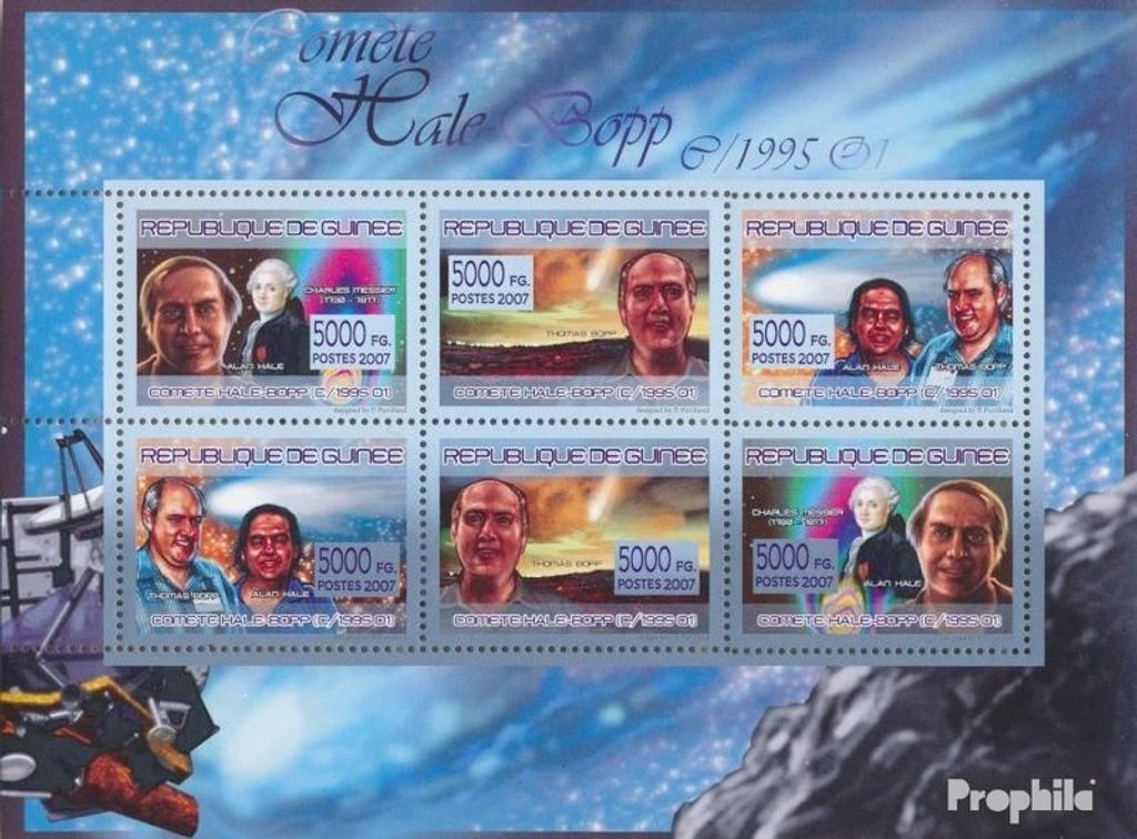Briefmarken Guinea 2007 Mi 5301-5306 Kleinbogen (kompl. Ausgabe) postfrisch Komet Hale-Bopp
