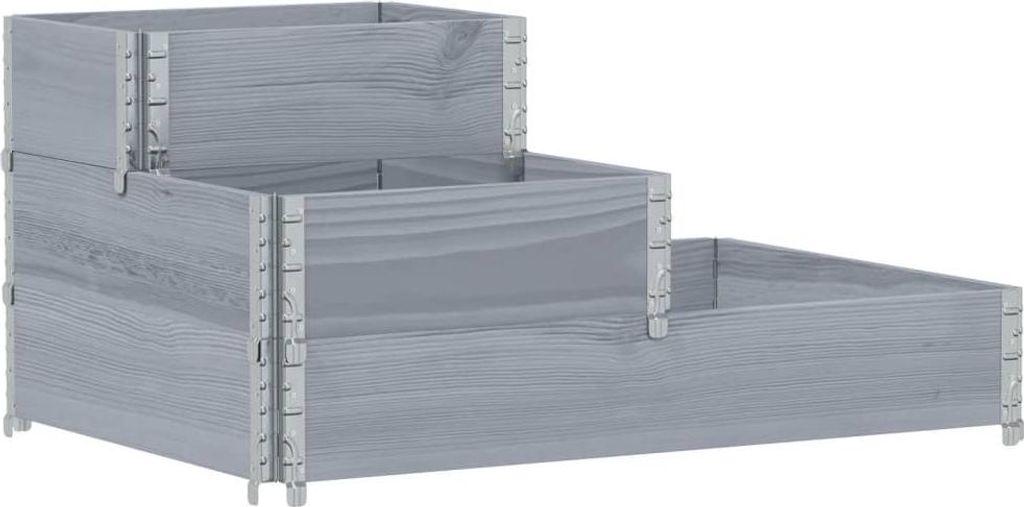 vidaXL Paletten-Aufsatzrahmen 3-fach Grau 120x80 cm Massivholz Kiefer