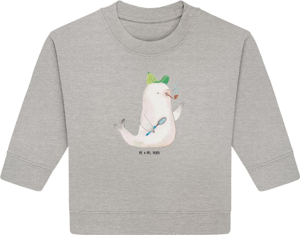 Mr. & Mrs. Panda Organic Baby Pullover Robbe Sherlock 24. - 36. Monat - Heather Grey - Geschenk, Lustige Sprüche, Bullover