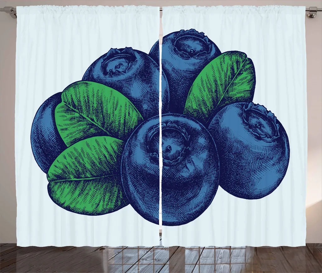 Set 2 Tende ABAKUHAUS 280x245 cm Vintage Blue Navy Soggiorno
