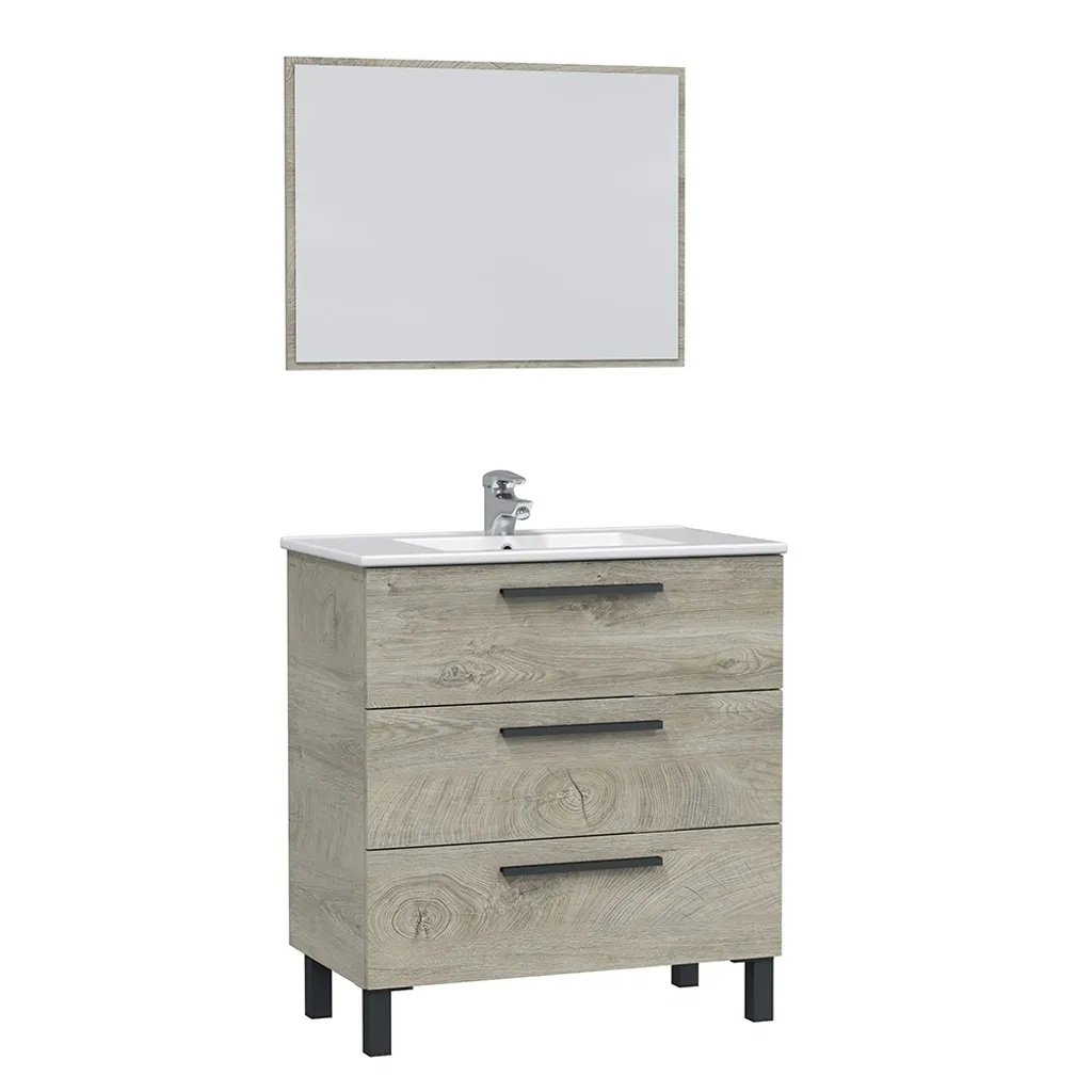 Meuble de salle de bain sous lavabo Athena 80x86 cm effet bois clair
