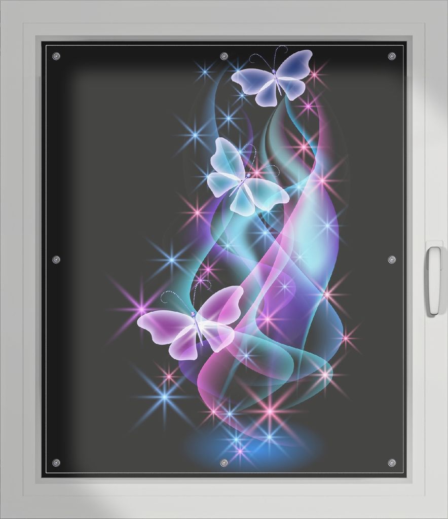 Wallario Lichtschutzbild, Dekorativer Sichtschutz Sonnenschutz 96 x 115 cm mit Motiv: Schmetterlinge in bunten, strahlenden Farben - Verdunklung oh...
