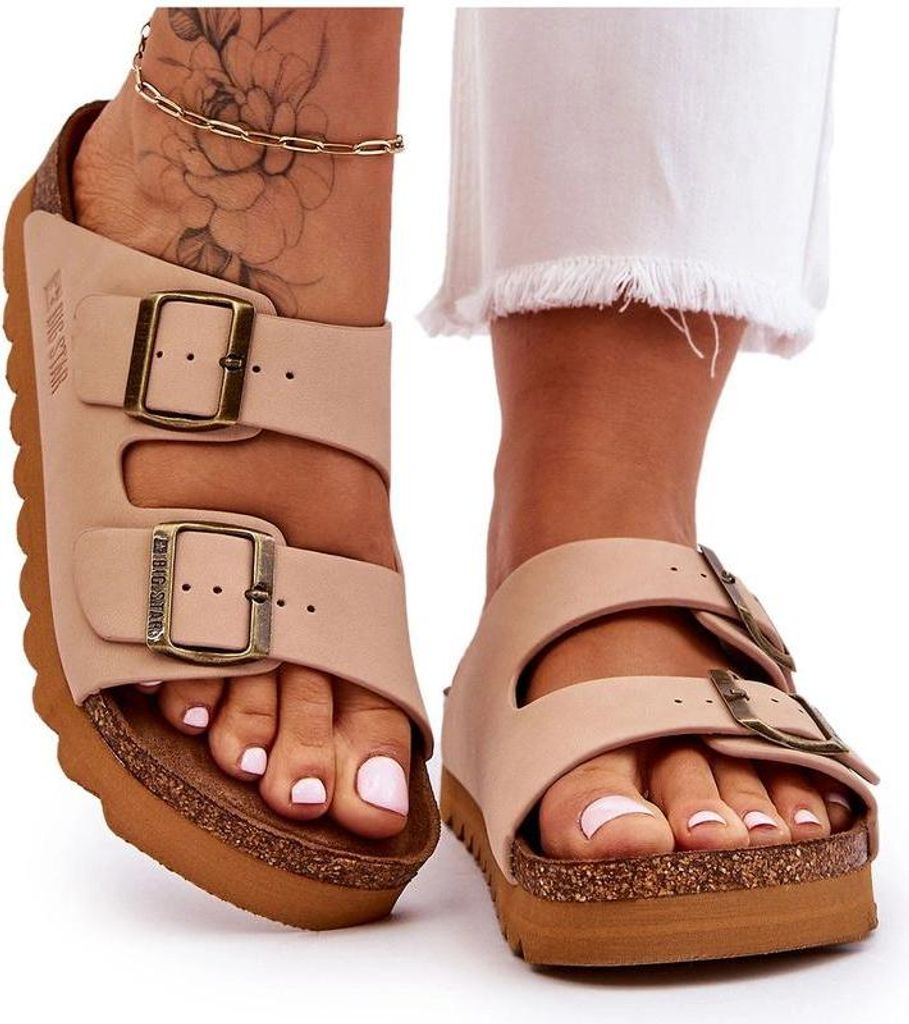 Klassische Damen Big Star Hausschuhe LL274478 Beige 38