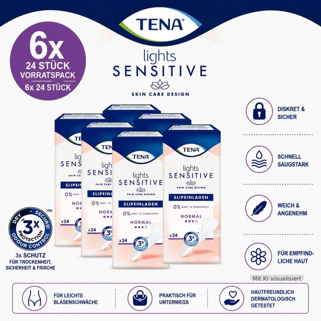 TENA Lights Sensitive Normal 24 Slipeinlagen (6er Pack) Produktbild 