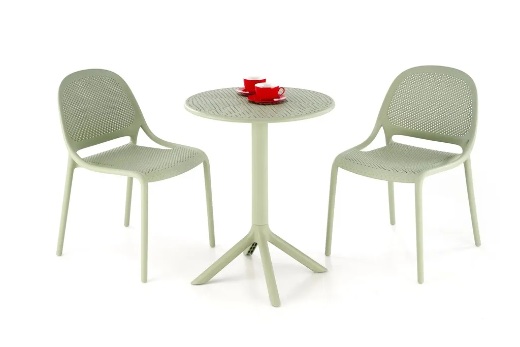 Table à manger ronde CALVO mint en bois laqué style contemporain