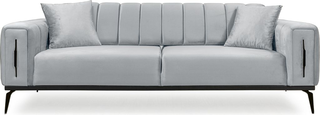 Couch 3-Sitzer IRON in verschiede Farben & Fußfarben: Grau / Schwarz
