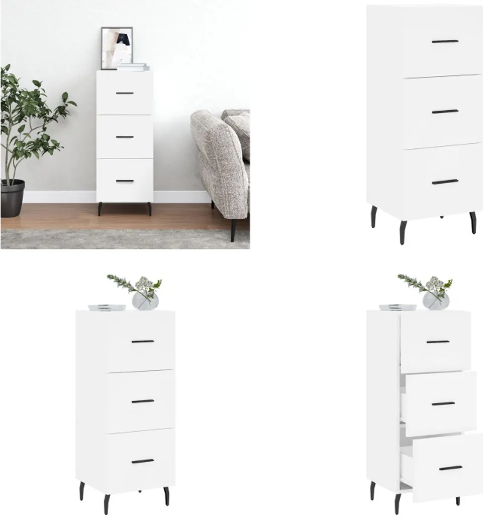 VidaXL Credenza Bianca 34,5x34x90 cm - Mobile Salvaspazio Legno Multistrato