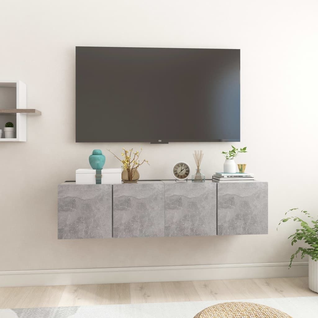 Eleganten-Stil Fernsehschrank,TV-Tisch TV-Hängeschränke 2 Stk. Betongrau 60x30x30 cm DE45399