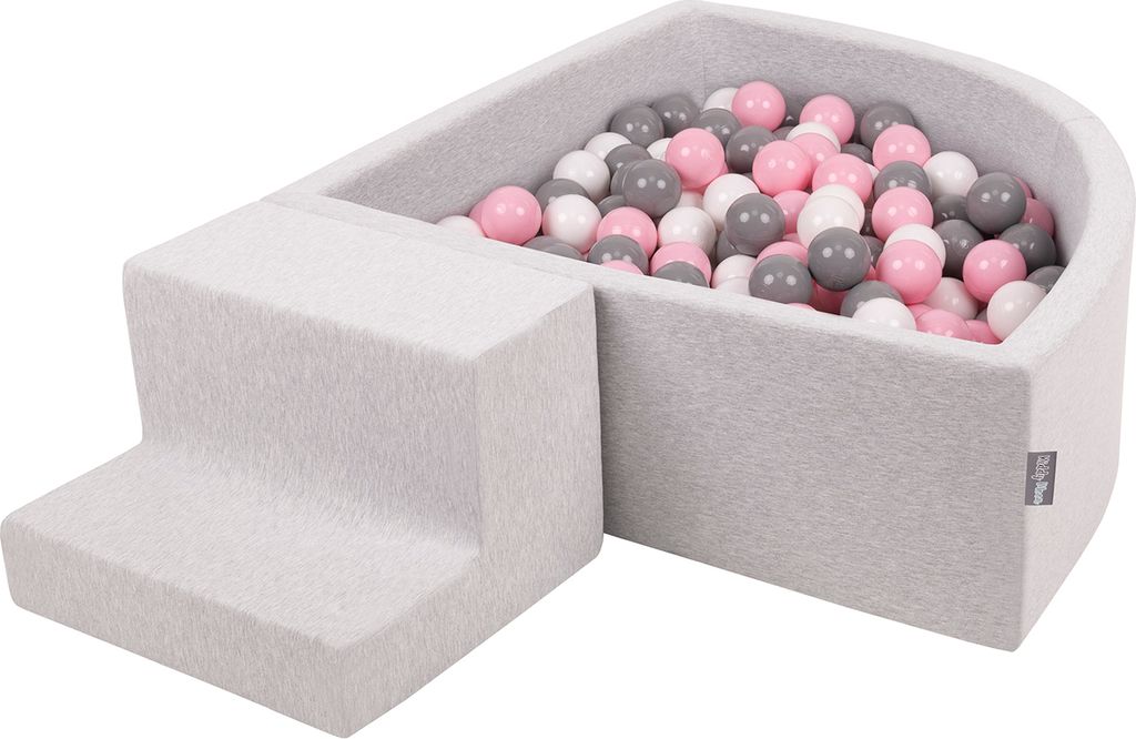 KiddyMoon Spielplatz Aus Schaumstoff Mit 100 Bälle 7cm Hindernisläufen Viertel Eckig Bällebad Mit Stüfchen Element Für Babys Und Kinder
