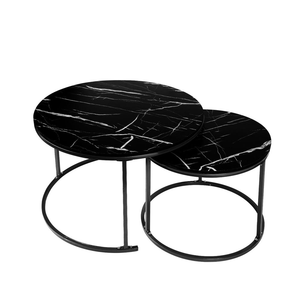 Satztisch 2er Set,Couchtisch Rund aus Holz,stapelbar Produktbild 