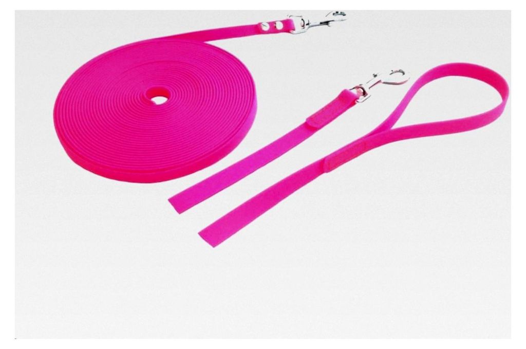 BioThane Leine 1m lang, 13mm breit, pink mit Handschlaufe