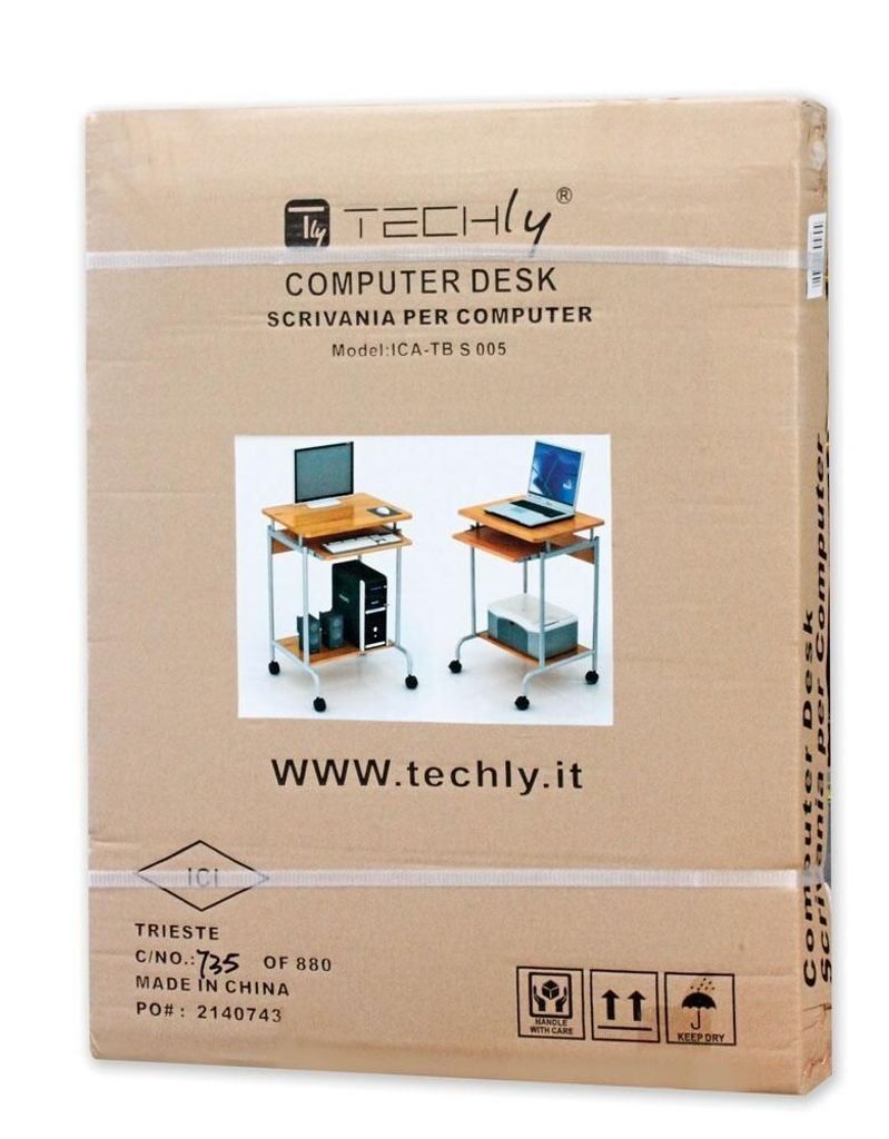 Scrivania mobile per computer Techly 600x450 faggio Immagine del prodotto 