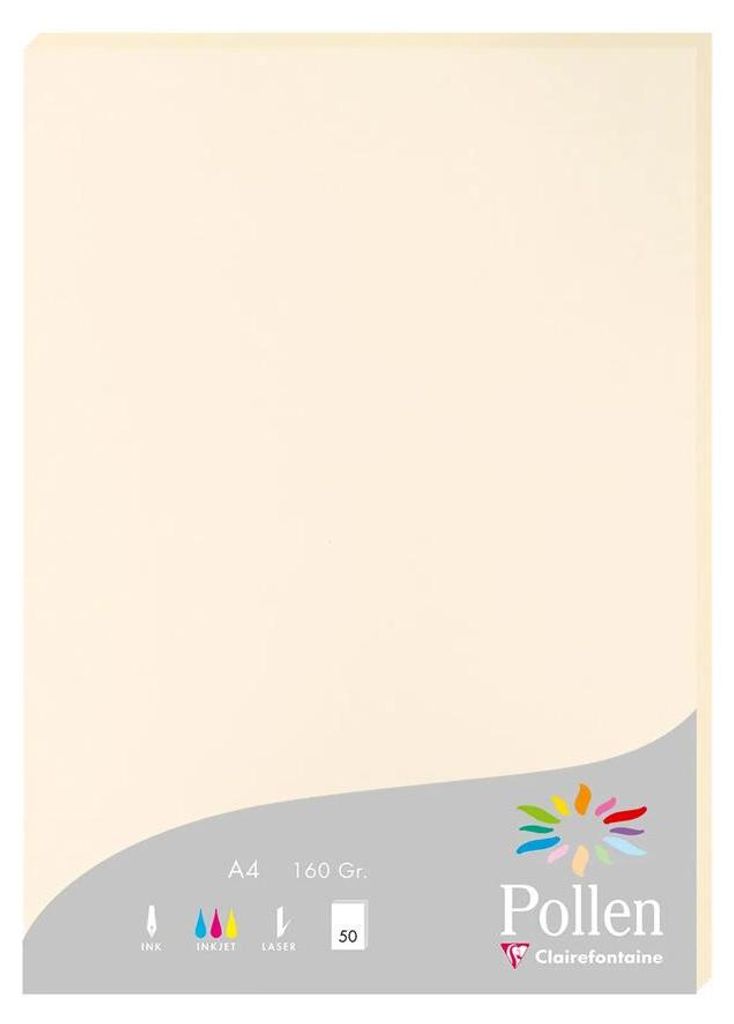 Clairefontaine Papier A4 Pollen 160g elfenbein 50Bl