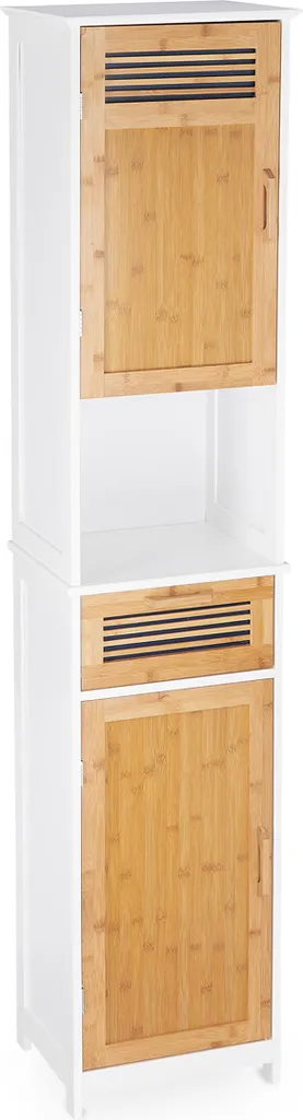 Colonne de salle de bain haute Relaxdays avec portes et niches de rangement