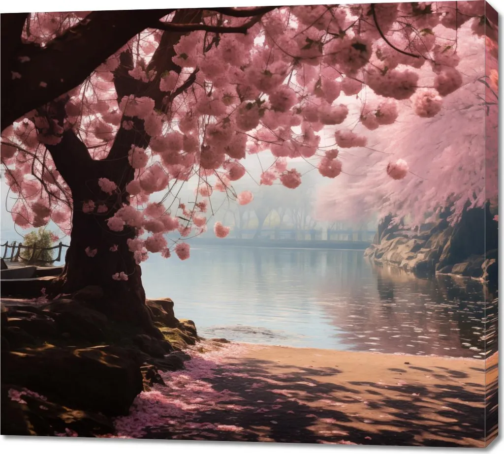 Quadro 100x90 cm La tranquillità di Sakura | Arte Giapponese Moderna