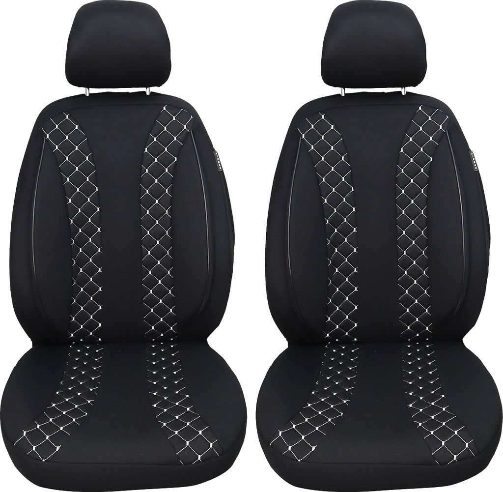 Schonbezüge Sitzbezüge für Honda Civic 10 Bj 2015-21 in Schwarz/Weiße Naht N308