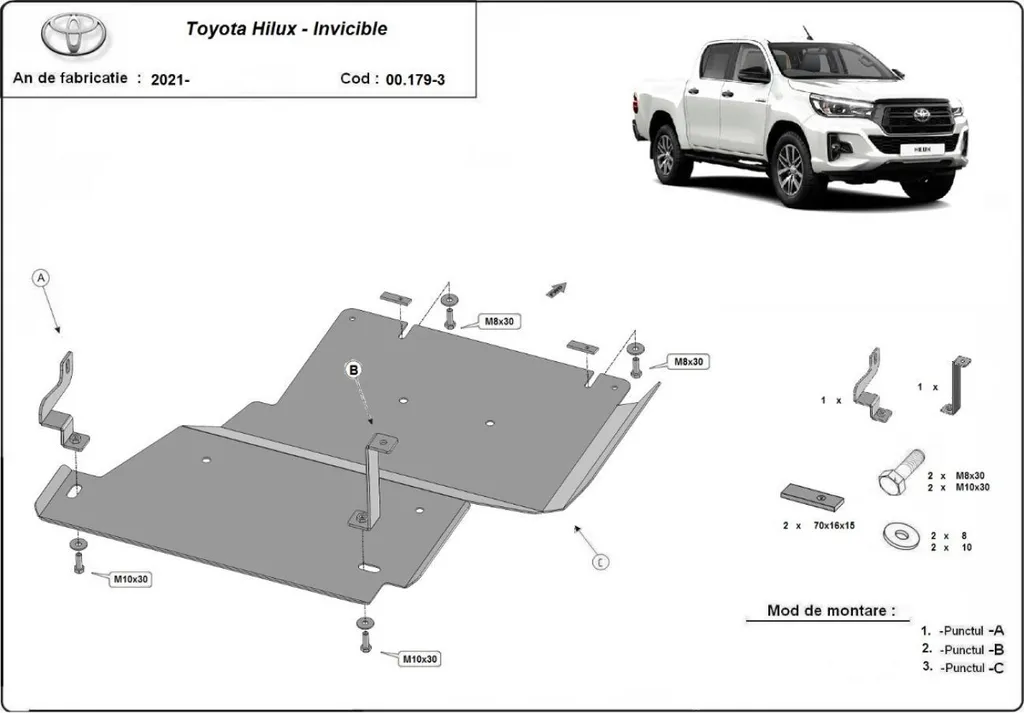 Plaque de Protection Différentiel en Acier Robuste pour Hilux 4WD
