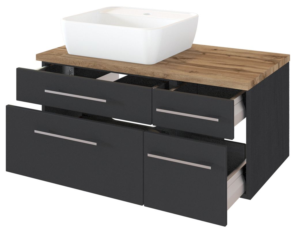 Waschtischunterschrank Dasa (links) 90cm mit 4 Schubladen - Produktbild 