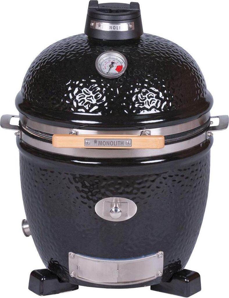 MONOLITH JUNIOR PRO SERIE 2.0 Keramik Multi-Funktions-Grill mit Keramikfüsschen, Farbe: Schwarz