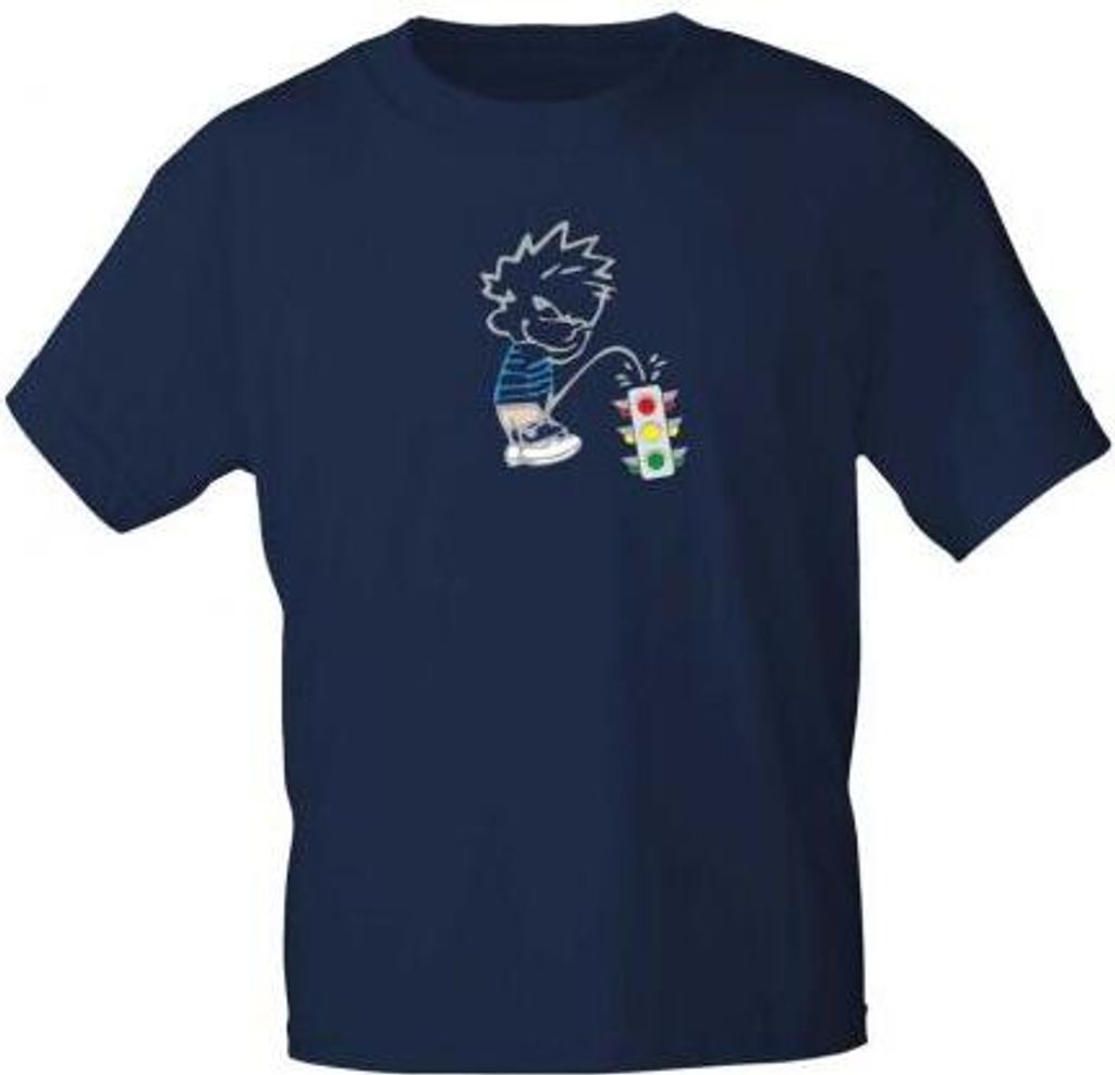 T-Shirt mit Print - Pinkelmännchen gegen Ampel - 85185 Dunkelblau Gr. S-2XL Größe - S