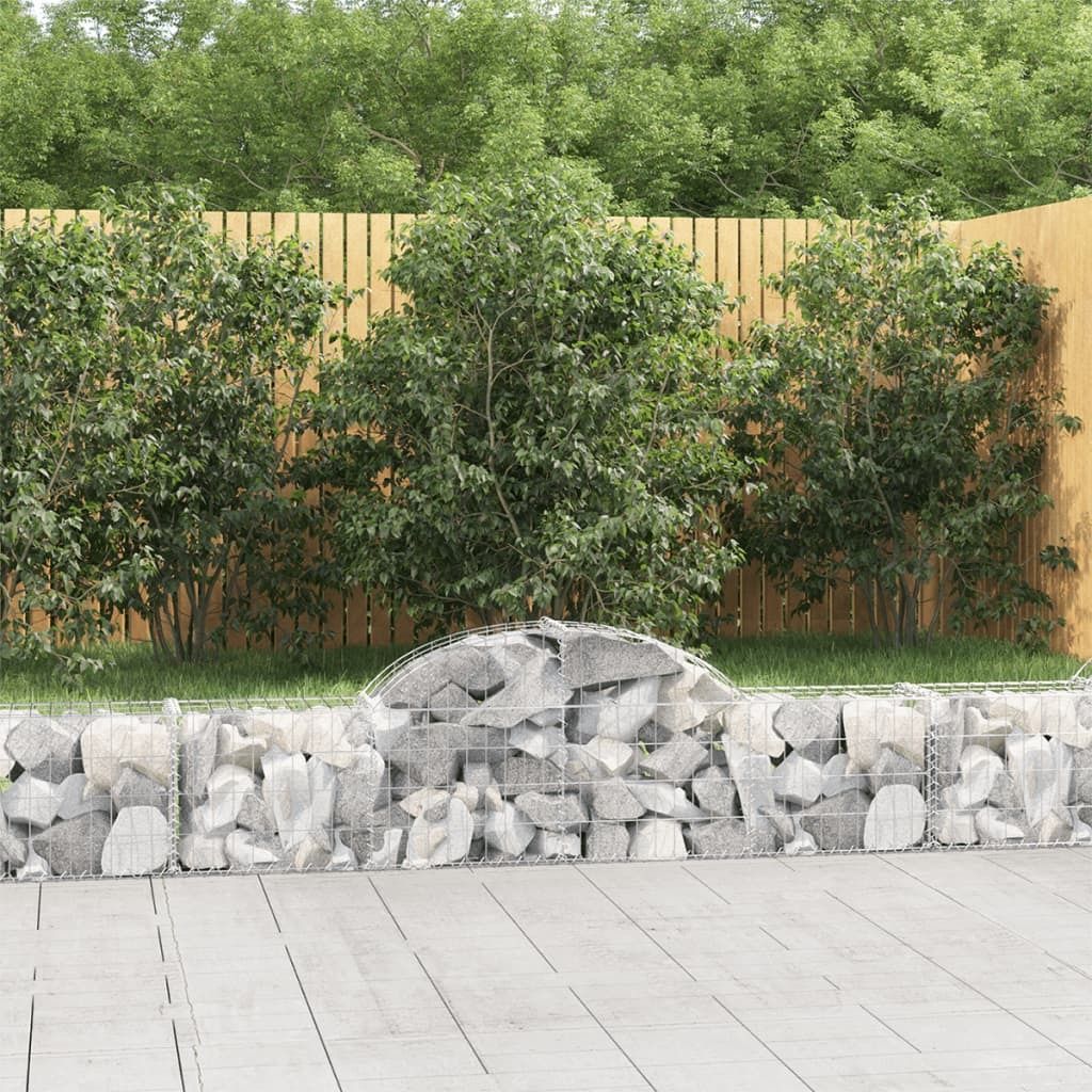 The Living Store Gabionen mit Hochbogen 10 Stk. 200x30x40/60 cm Verzinktes Eisen