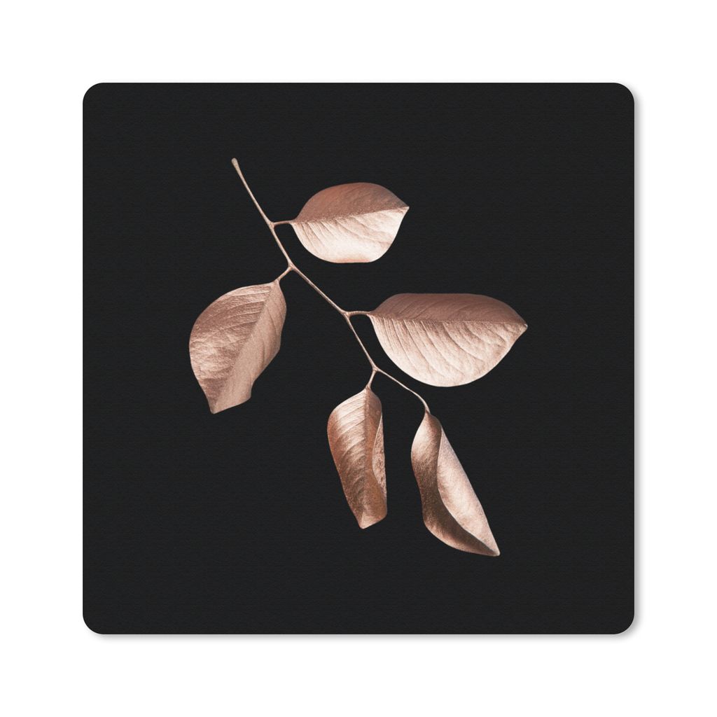 MuchoWow Mauspad Mousepad Rosa - Blatt - Gold 30x30 cm - Mousepads - Maus Mat - Pad - Mausunterlage - Gaming