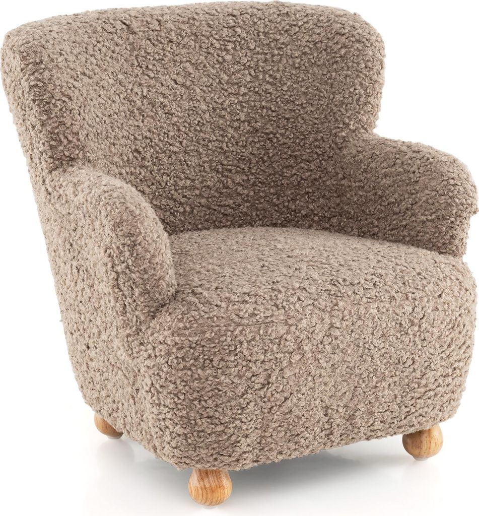 COSTWAY Kindersofa, Kindersessel mit Rückenlehne, Armlehne & Holzbeine, Kindercouch aus Sherpa, Spielsofa Kinderzimmer für Jungen & Mädchen ab 3+