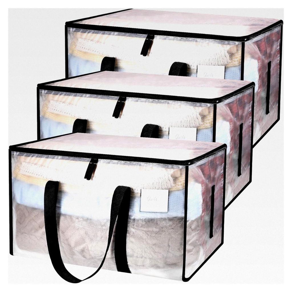 Große Aufbewahrungsboxen für Kleidung mit Deckel, 91 l, transparent, Organizer für Umzug und Aufbewahrung von Kleidung und Bettwäsche