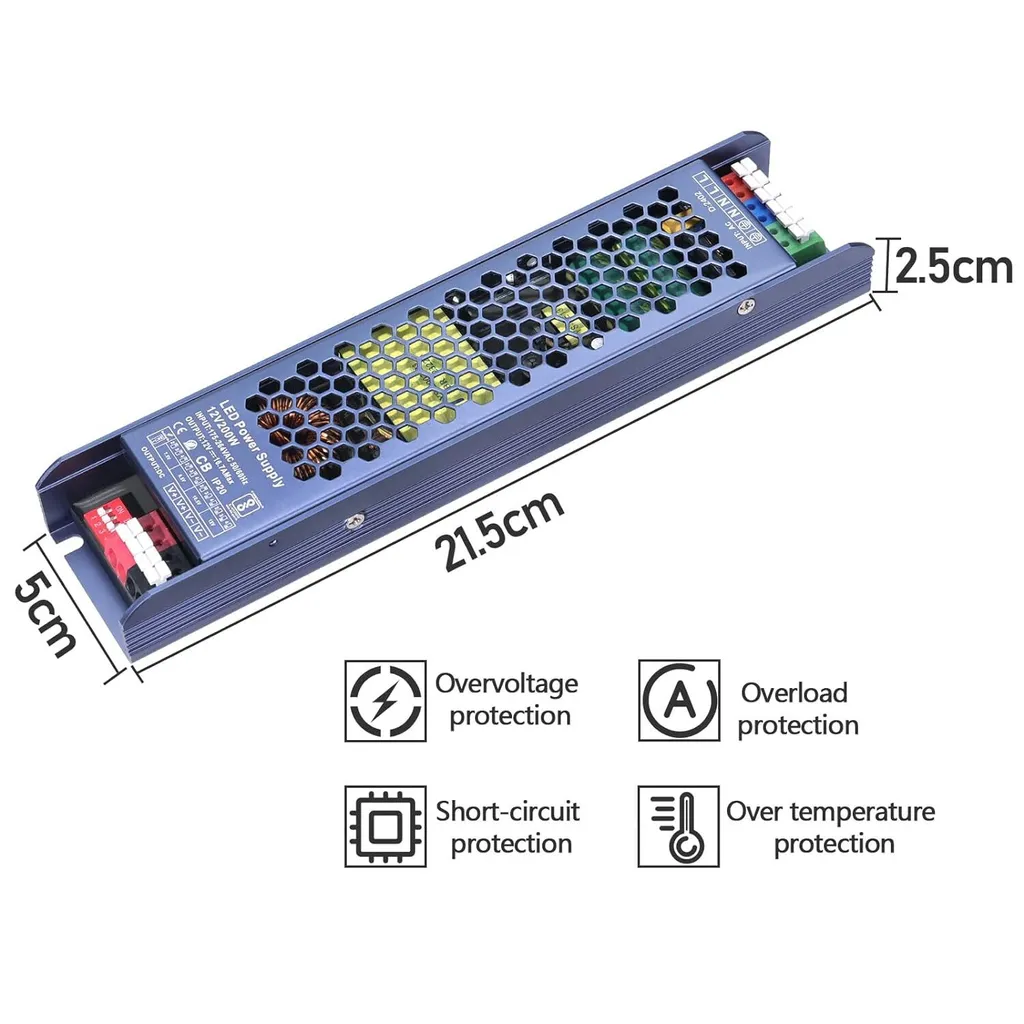 Transformateur LED 12V pour Rubans et Décoration - Puissance 200W - 3
