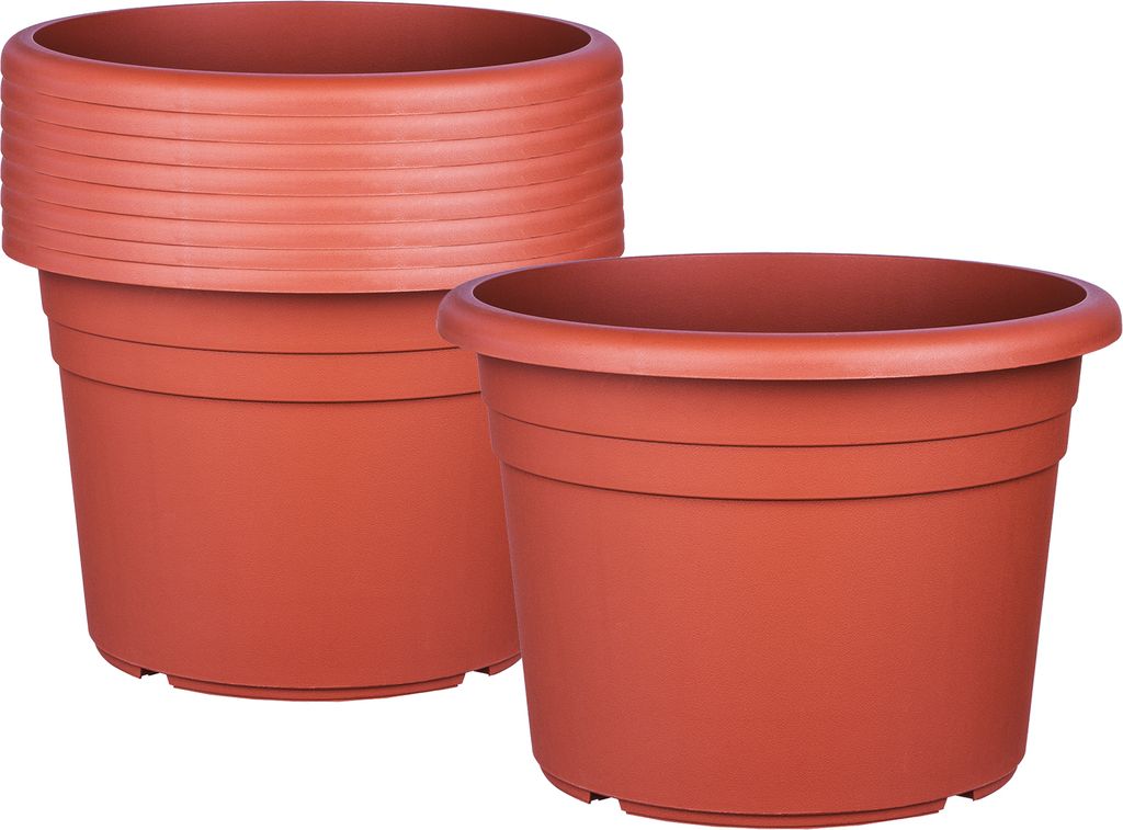 BigDean 9X Blumentopf Ø 20 cm Farbe Terrakotta Kunststoff Pflanztopf Containertopf Übertopf Pflanzkübel rund 20 x 14,5 cm