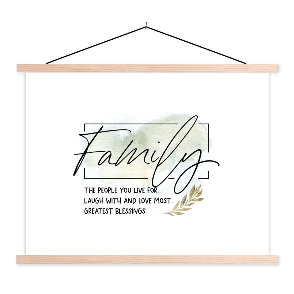 MuchoWow Textilposter Zitate - Sprichwörter - Familie 40x30 cm mit holzfarbenen Rahmen - Bilder