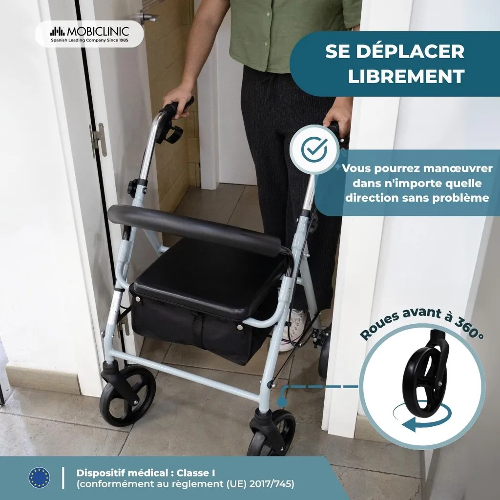 Déambulateur stable pour routes irrégulières Mobiclinic modèle Sofía