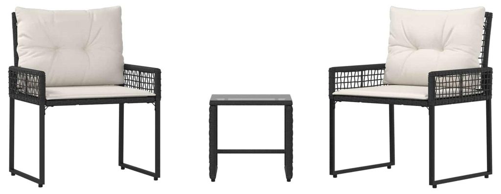 vidaXL Gartenmöbel-Set mit Kissen 3 pcs Schwarz und Weiß