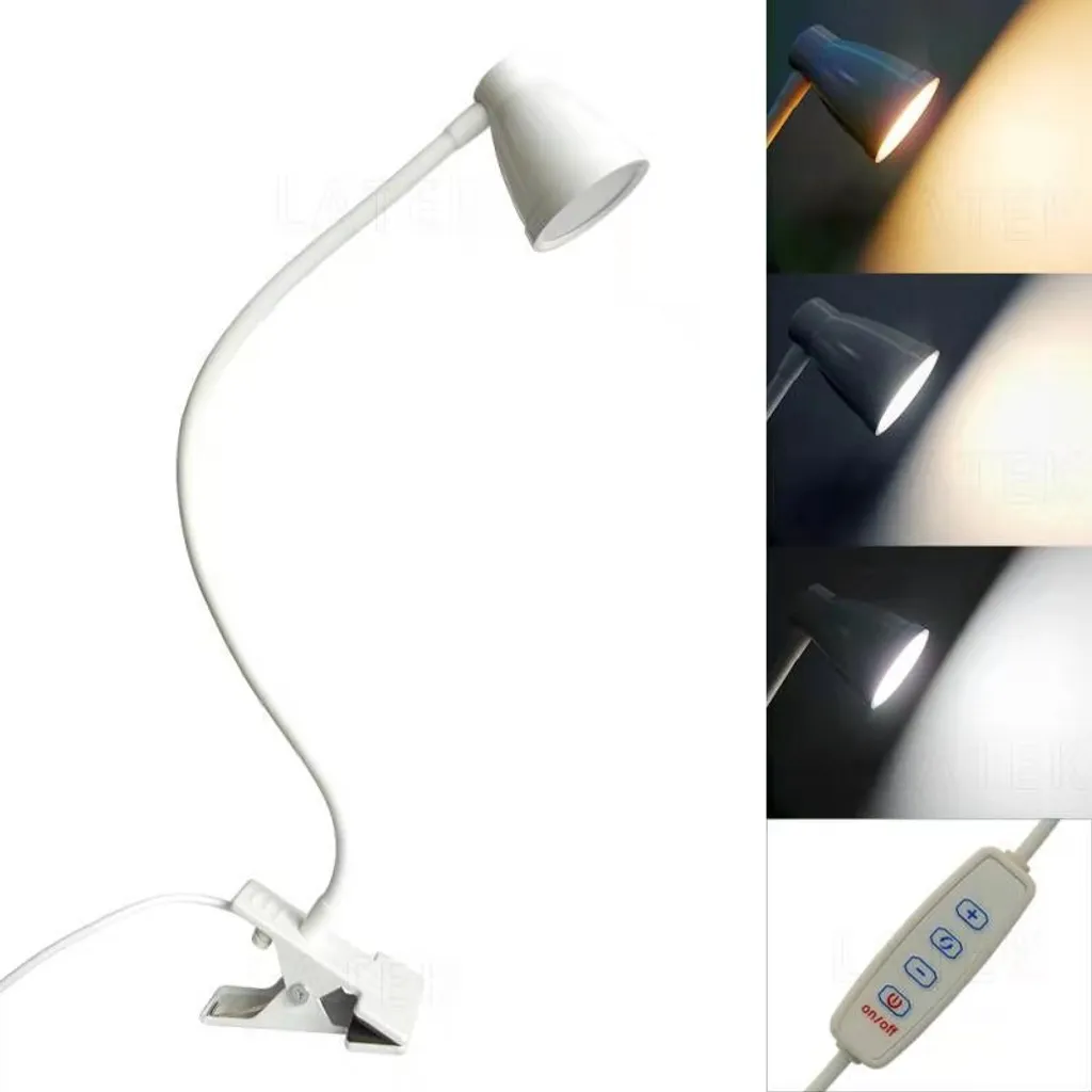 INF Lampada da Lettura Soft: Pinza Dimmerabile Bianco Elegante