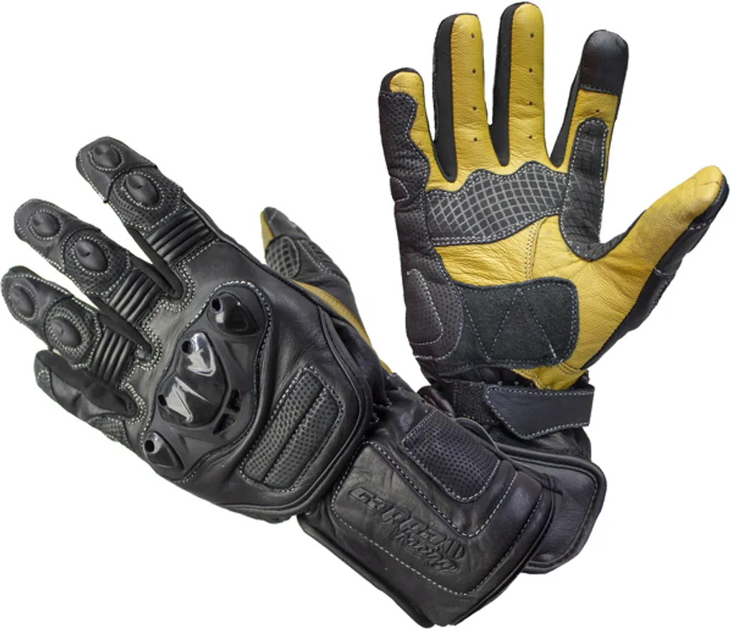 Gants moto SOCHI longs en cuir pour homme noir et beige - Taille L