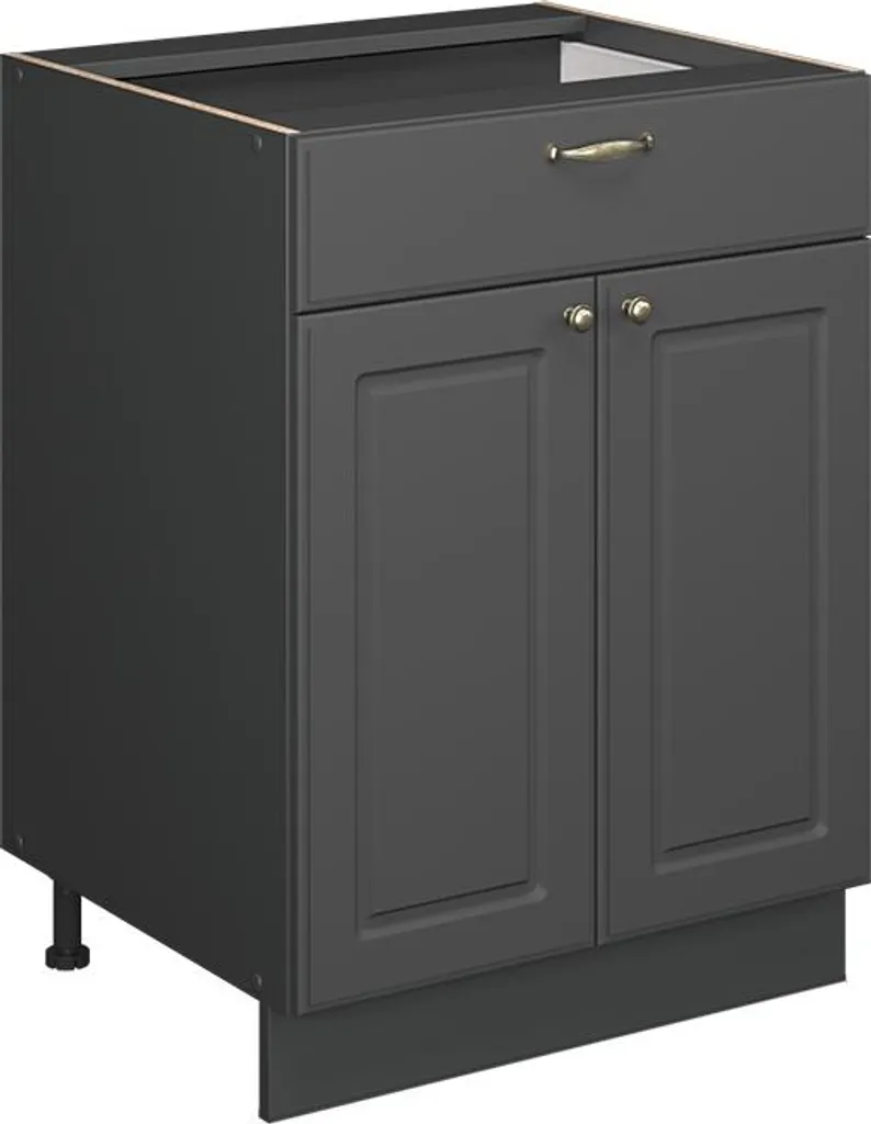 Vicco Fame-Line Meuble Cuisine Anthracite Or 60cm Tiroir Chêne 56741
