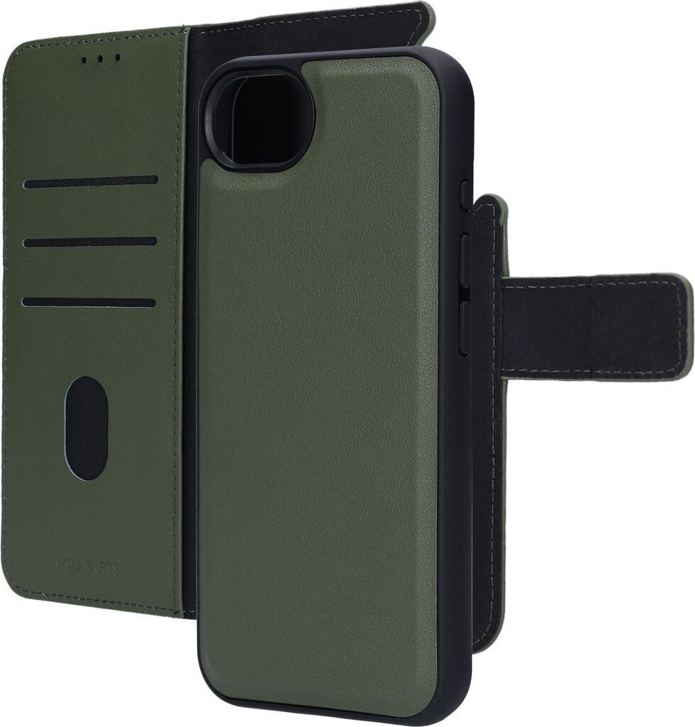 Mobiparts iPhone 16e Hülle Echtes Leder Abnehmbare 2in1 Klapphülle Geldbörse - Grün