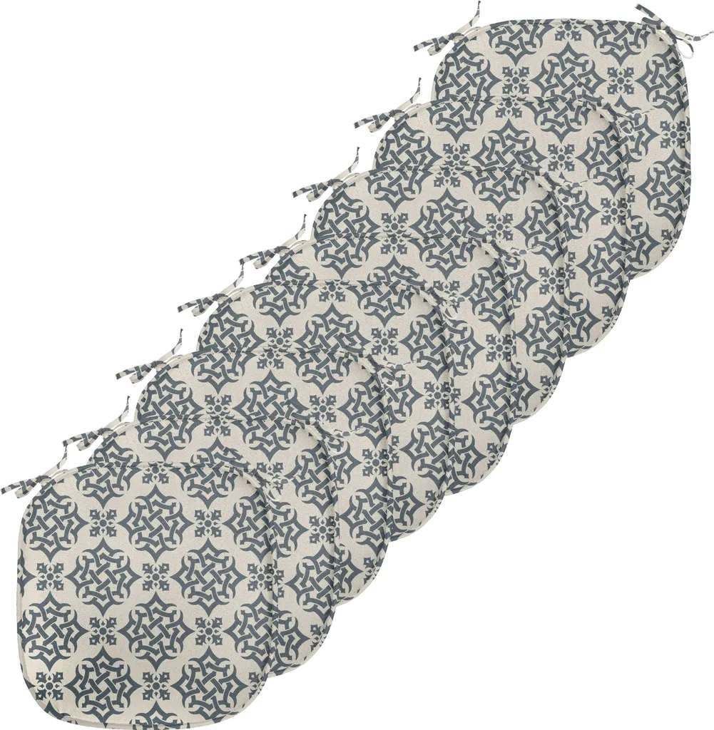 Coussins pour chaises de salle à manger à motif oriental bleu-gris