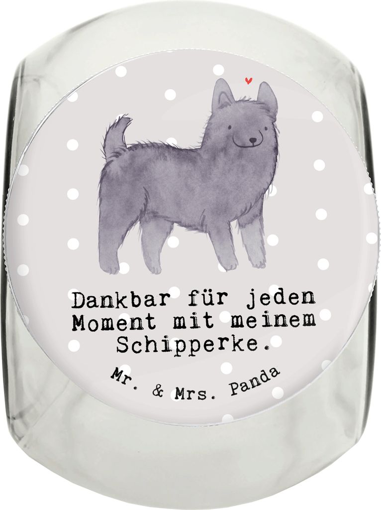 Mr. & Mrs. Panda Futterdose Schipperke Moment L 870ml - Grau Pastell - Geschenk, Belgische Hunderasse, Vorratsglas, Keksdose, Aufbewahrungsdose, Bo...