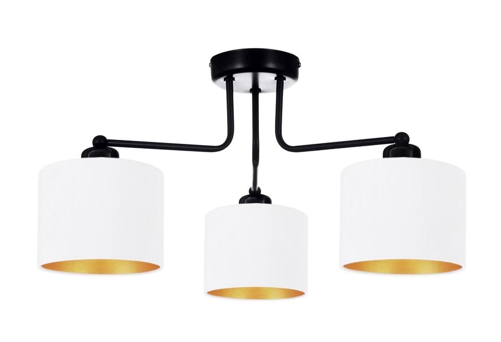 Deckenlampe Weiß Lampe Leuchte aus Velours Vintage Modern E27 Designerlauchte 3-flammig N230-E3-W